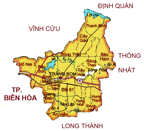 Bản đồ huyện Trảng Bom